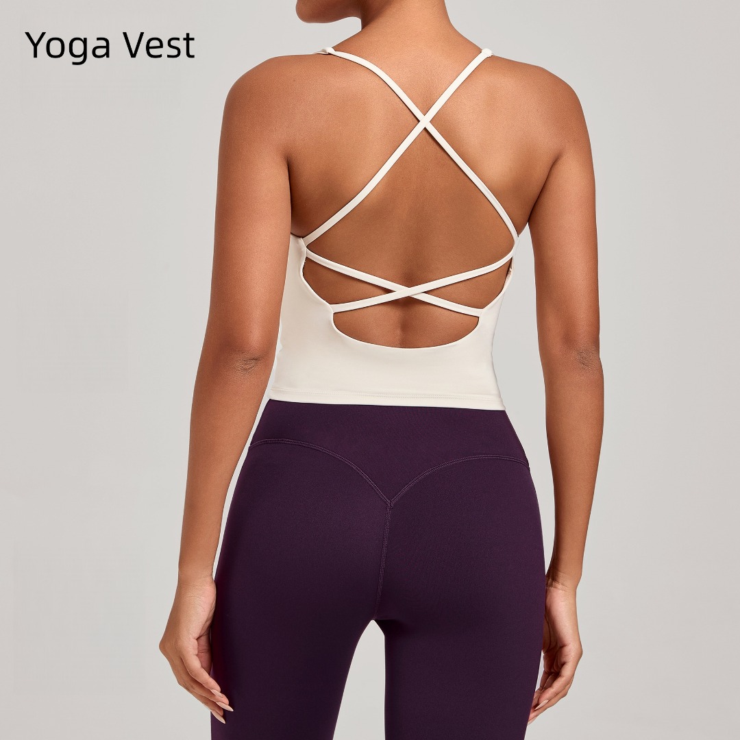 Pilates Yoga Wrap Top - New Women's Yoga Vest Crossed Strap