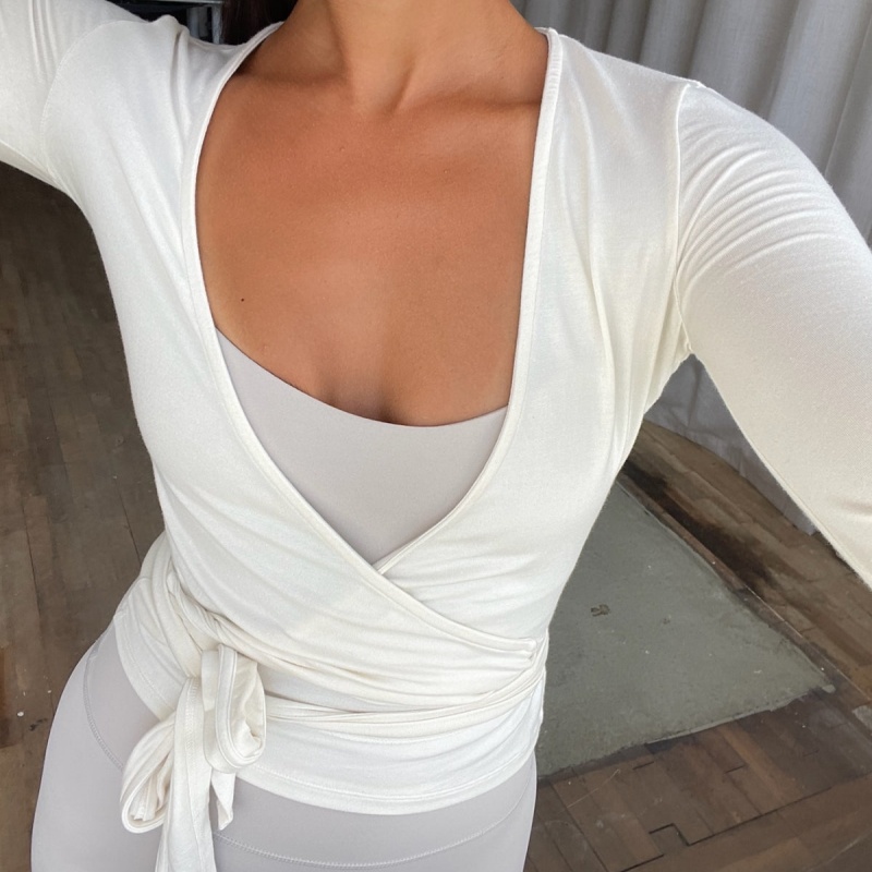 Y2k Ballet Pilates Wrap Top fo - مراجعة Pilates Yoga Wrap Top وسعره