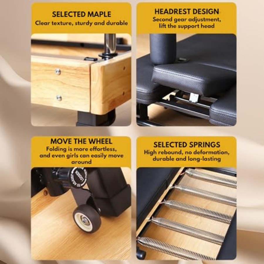 MAX4.0 Pilates Reformer Wood H - مراجعة Pilates Yoga Home وسعره