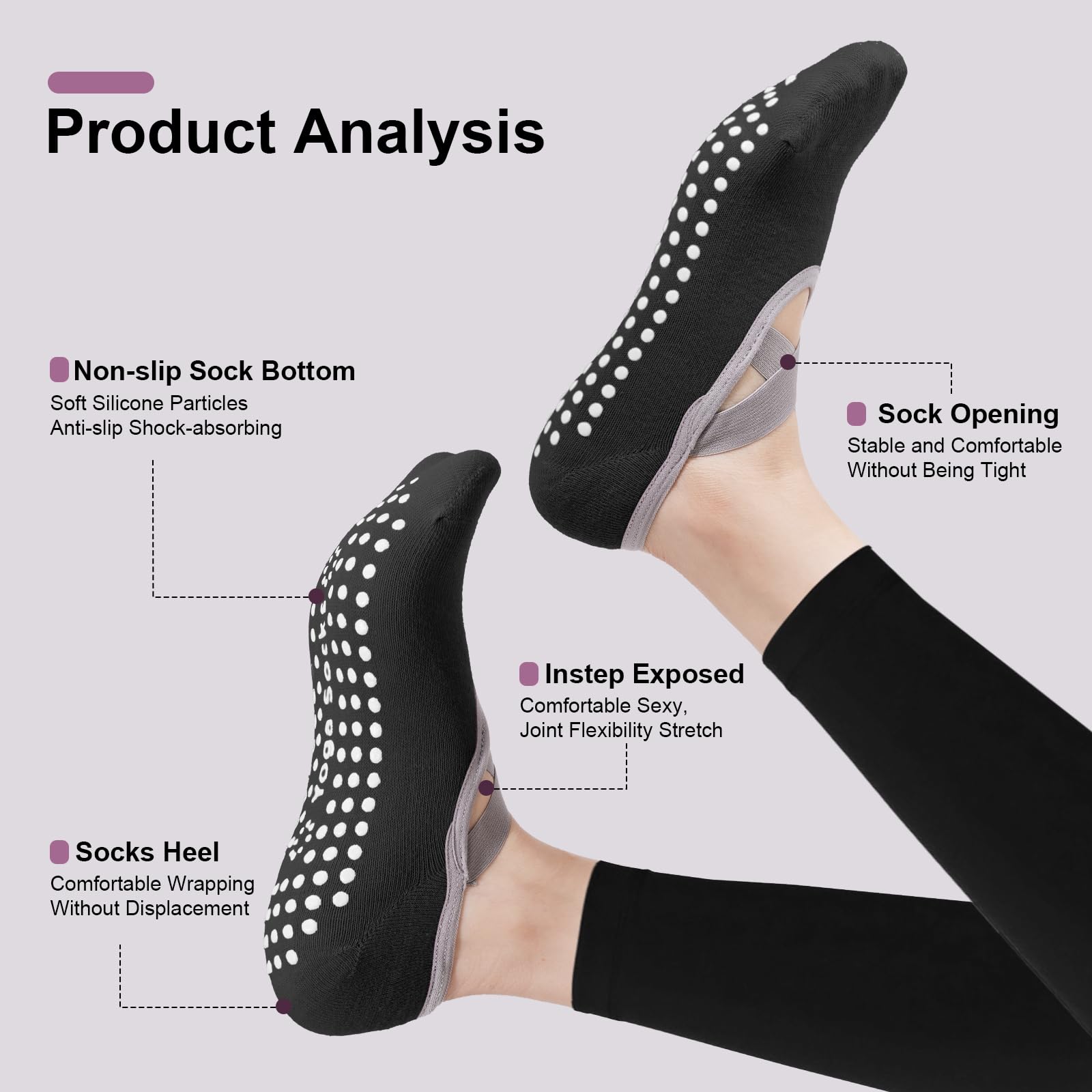 4-pack women's Pilates socks,  - مراجعة Pilates Yoga Shoes وسعره