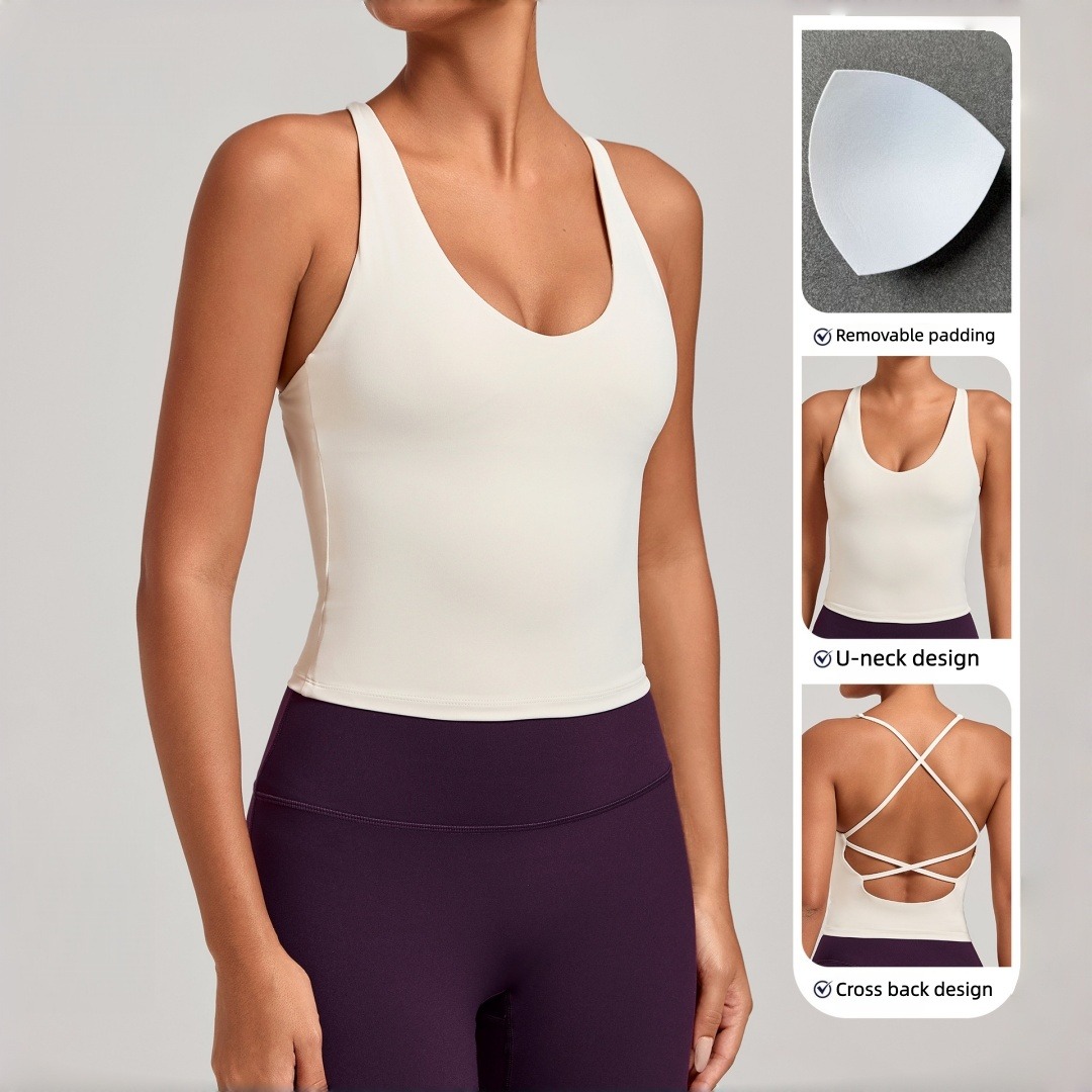 New Women's Yoga Vest Crossed  - مراجعة Pilates Yoga Wrap Top وسعره